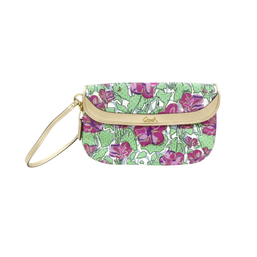 Coach Ashley Iris Floral Flap Wristlet
